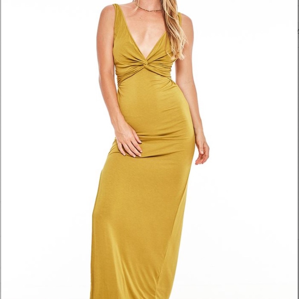 Indah “Mystery” Chic V-Neck Cocktail Gown in Eve - NWT